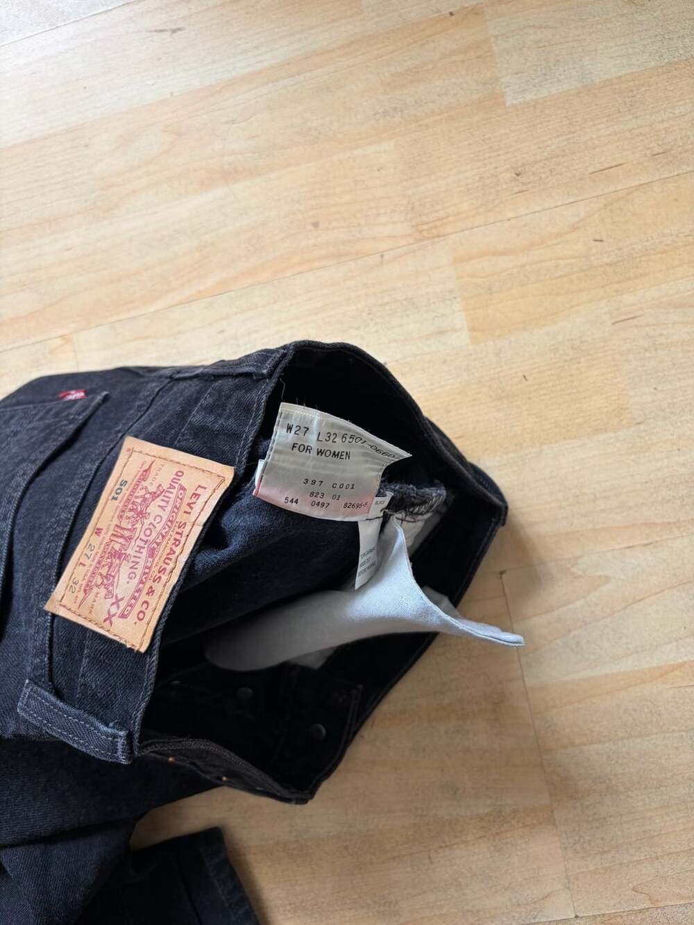 Levi's 501 xx 90s made in USA Straight Leg Jeans Size W27 L32 Black Denim - Picture 5 of 8
